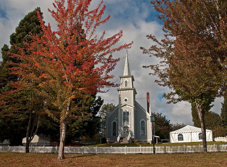 Port Gamble St. Paul's Church And Fall Colors Photograph By Irvin Damm 