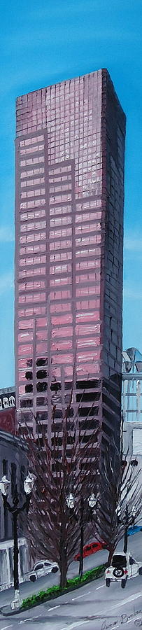 City Bridges Painting - Portland Oregon US Bank Corp Tower by Dunbars Local Art Boutique