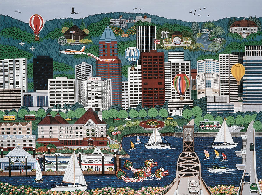 Portland Waterfront Painting by Jennifer Lake