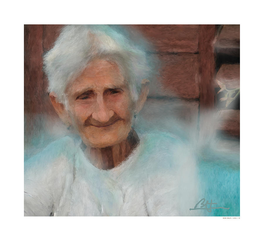 Portrait Of A Cuban Granny #1 Painting by Bob Salo