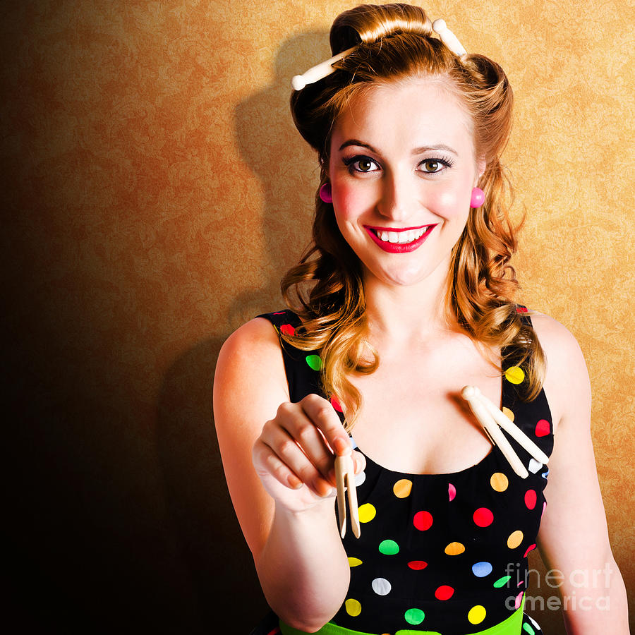 Portrait Of A Happy Pin Up Cleaning Woman Photograph by Jorgo Photography