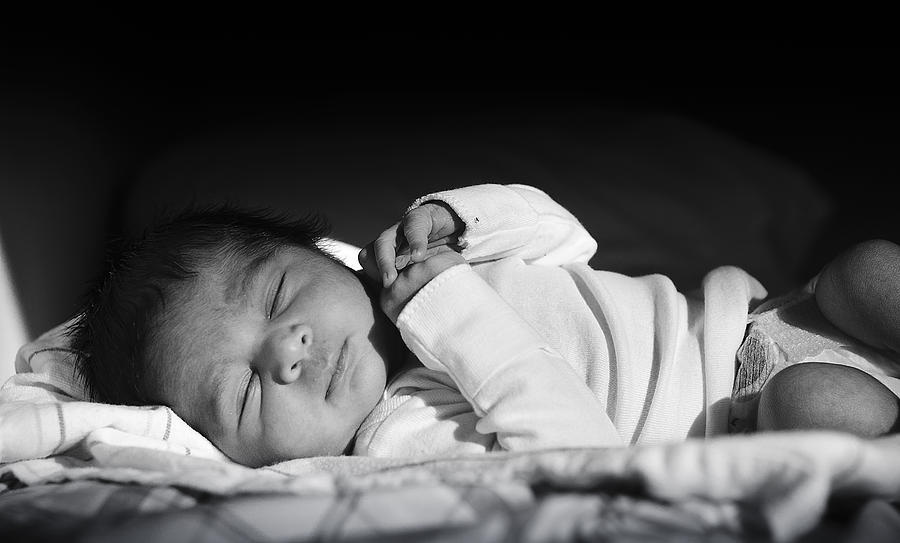 Portrait of a new born baby boy sleeping #1 Photograph by Praveenkumar Palanichamy