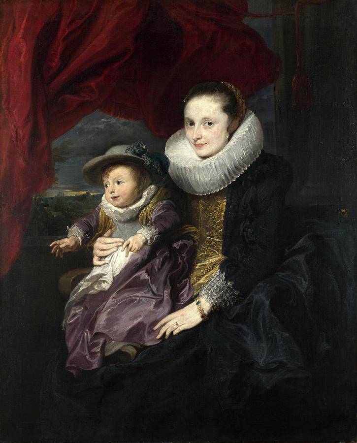Portrait of a Woman and Child #5 Painting by Anthony van Dyck
