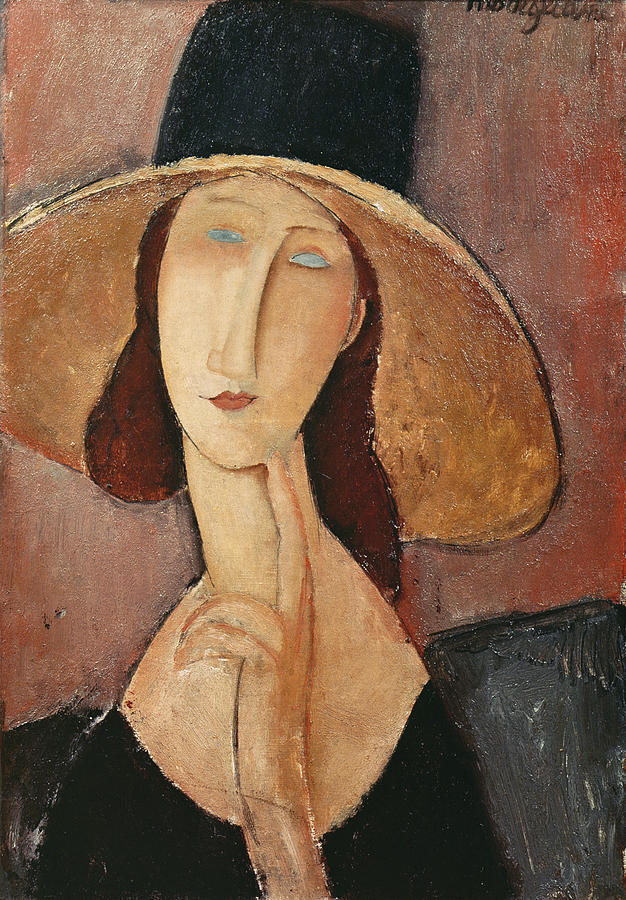 Portrait Of Jeanne Hebuterne In A Large Hat #1 Painting by Celestial Images