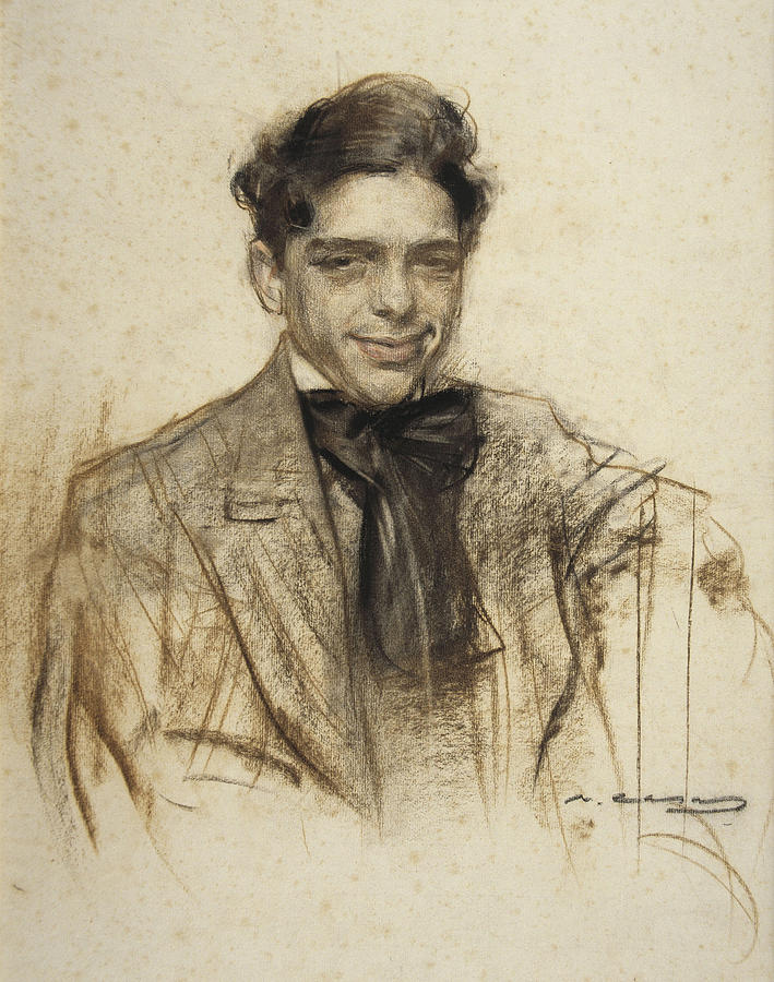 Portrait of Lluis Bagaria #1 Drawing by Ramon Casas