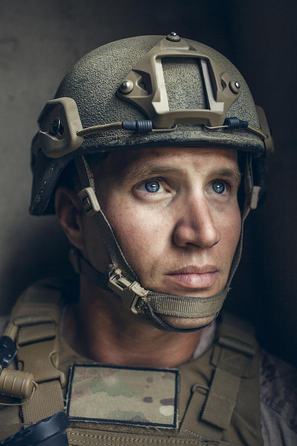 Portrait of United States Marine on patrol. #1 Photograph by Michael Sugrue