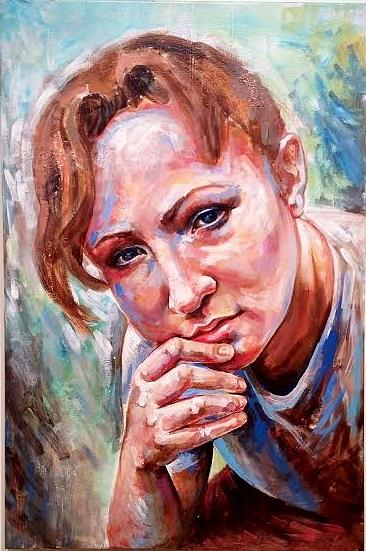 Portraiture Painting - Portrait study #1 by Fatima Azimova