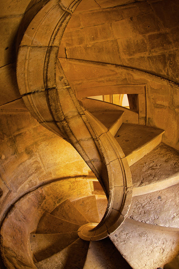 Romanesque Photograph - Portugal, Tomar, Spiral Stone Staircase #1 by Terry Eggers