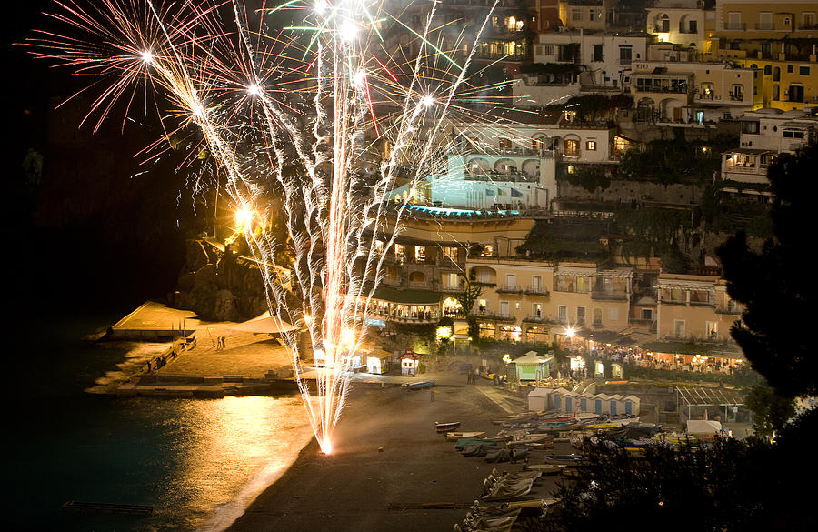 Positano Fireworks - Italy #1 Photograph by Carl Amoth