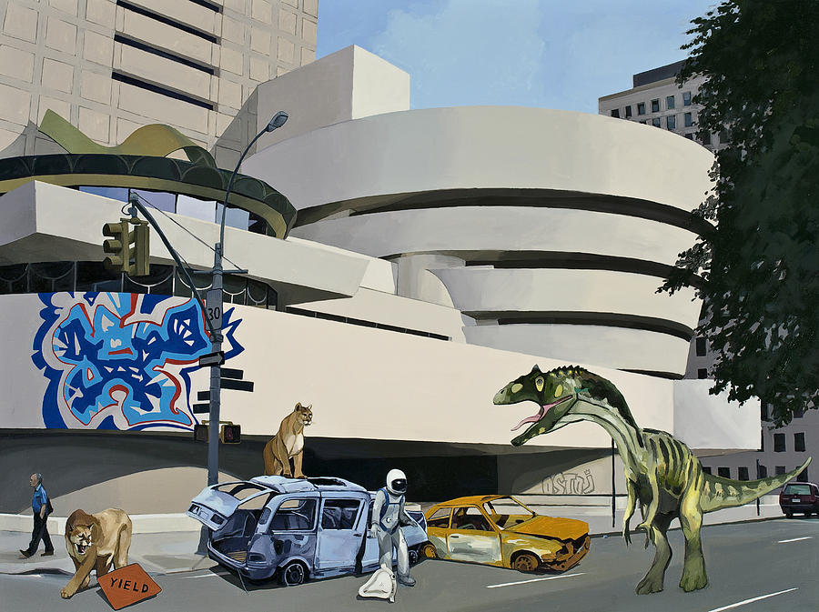 Dinosaur Painting - Post-Nuclear Guggenheim Visit #1 by Scott Listfield