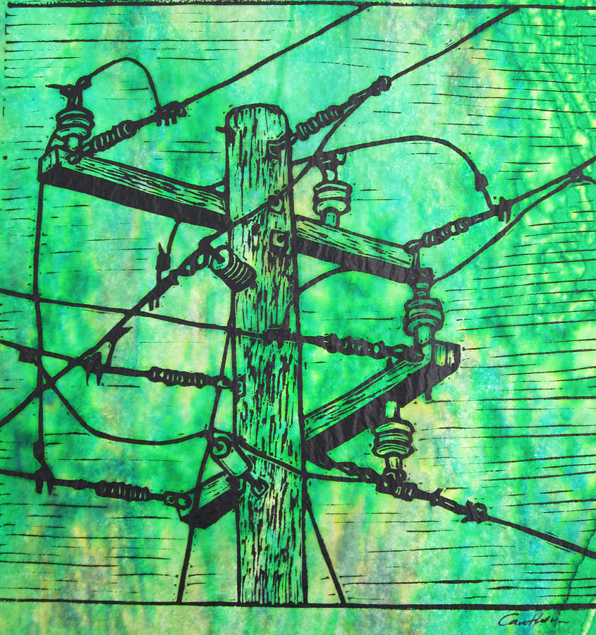 Austin Drawing - Power Lines #1 by William Cauthern