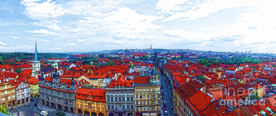 Prague - panorame #1 Mixed Media by Justyna Jaszke JBJart