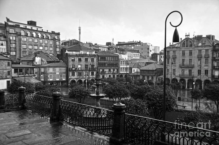 San Francisco Photograph - Praza da Ferreria in Pontevedra BW #2 by RicardMN Photography