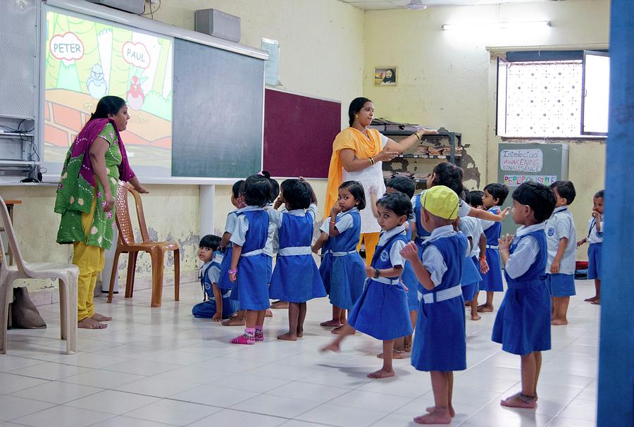 Class Photograph - Primary School In Mumbai #1 by Mark Williamson