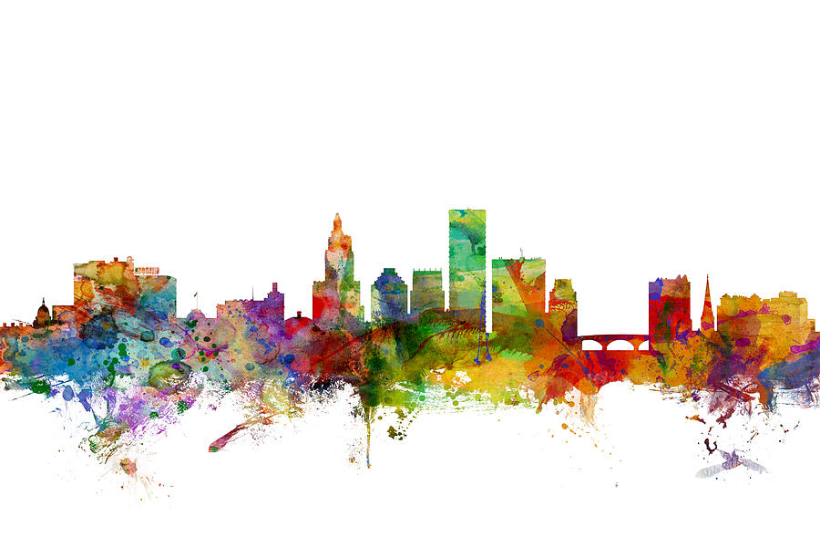 Providence Rhode Island Skyline Digital Art by Michael Tompsett - Fine ...