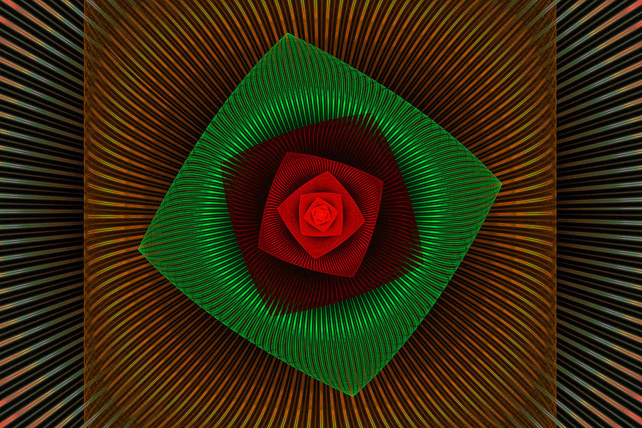 Psychedelic Spiral Vortex Green And Red Fractal Flame #2 Photograph by Keith Webber Jr