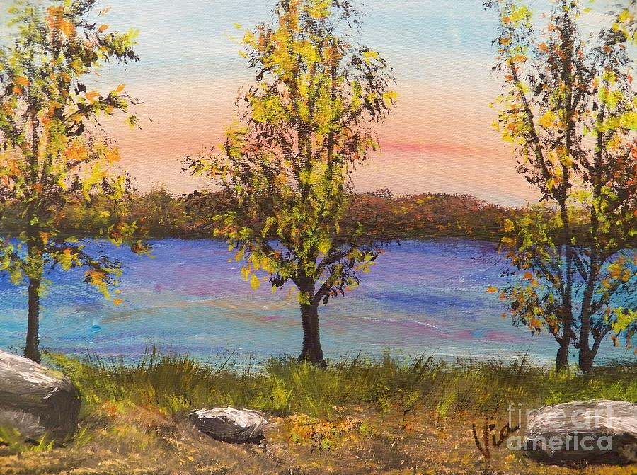 Ptg   Adirondack Lake #1 Painting by Judy Via-Wolff