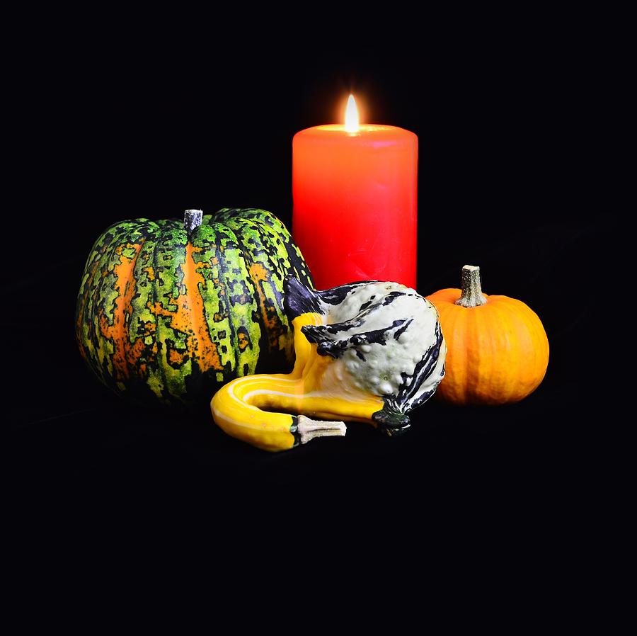 Pumpkin Photograph - Pumpkin Party with candle #1 by Gynt  