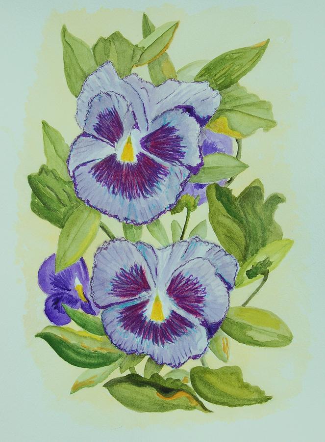 Purple Pansies III Painting by Linda Brody