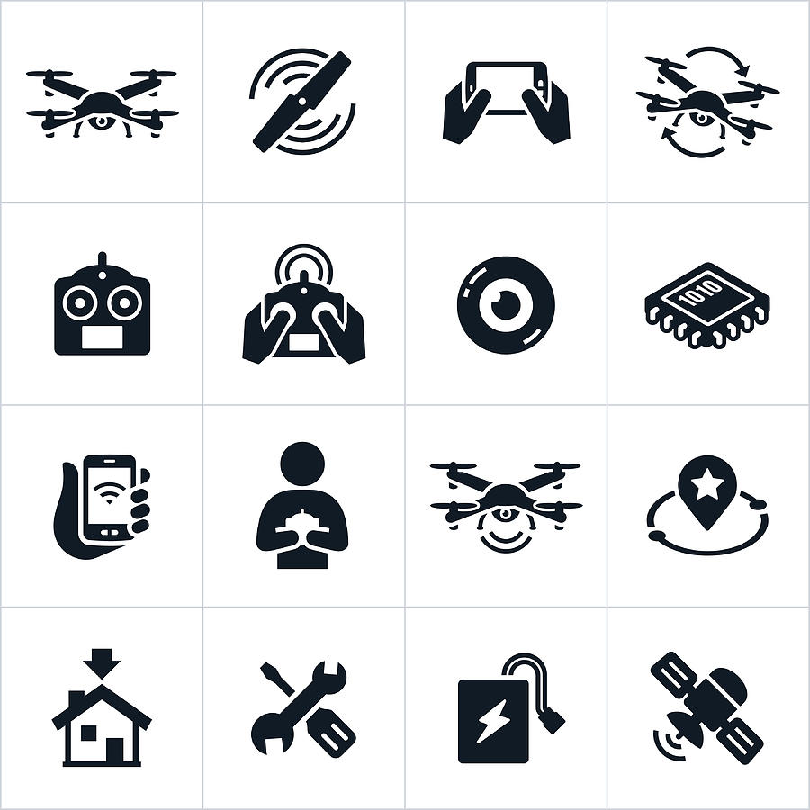 Quadcopter Icons #1 Drawing by Appleuzr