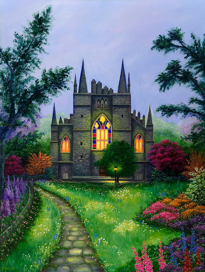 Castle Painting - Queens Garden by Bonnie Cook