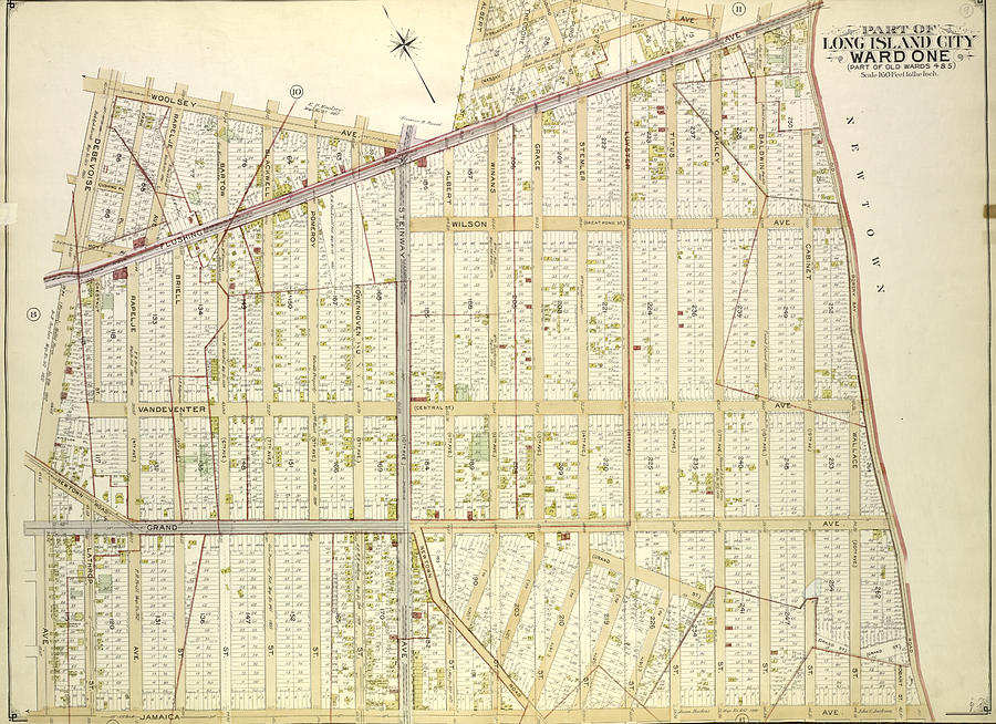 Map Drawing - Queens, Vol. 2, Double Page Plate No. 9 Part Of Long Island #1 by Litz Collection