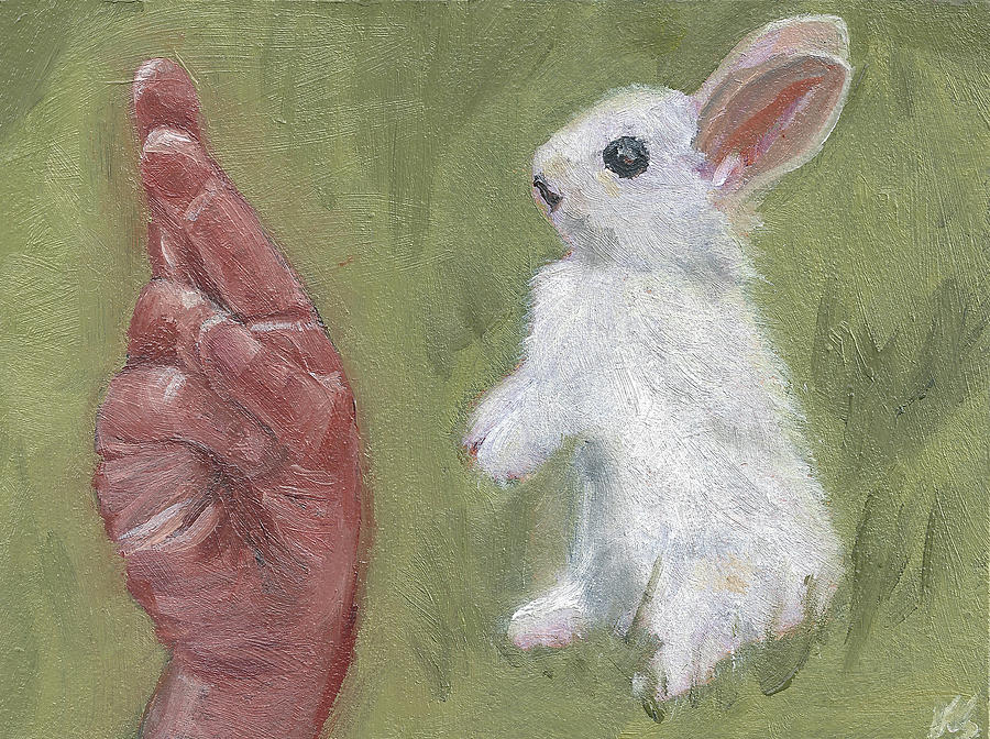 R is for Rabbit #1 Painting by Jessmyne Stephenson