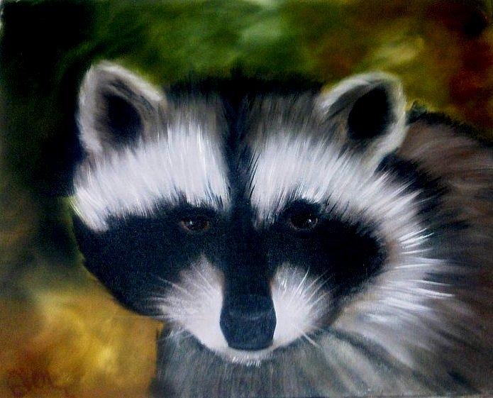 Raccoon Painting by Fineartist Ellen