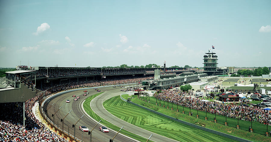 Race Cars In Pace Lap In A Stadium #1 Photograph by Panoramic Images