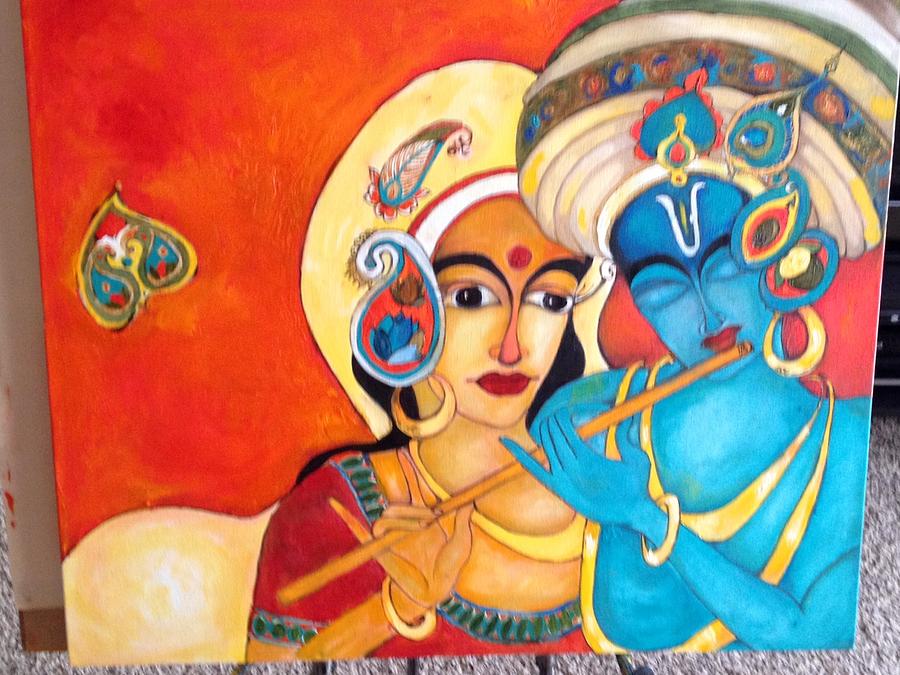 Radha Krishna #1 Painting by Sanjana Shetty