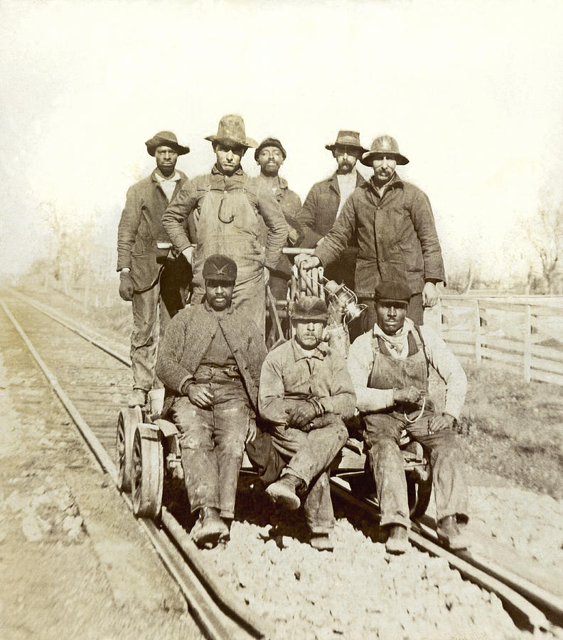 Architecture Photograph - Railroad Workers #3 by Underwood Archives