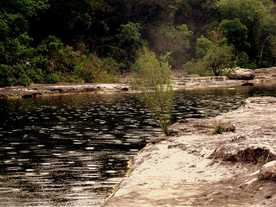 Nature Photograph - Rain on the creek #1 by Missy Johnson-Trimble