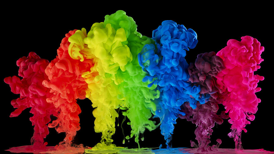 Rainbow colored ink, paint in water #1 Photograph by Mark Mawson