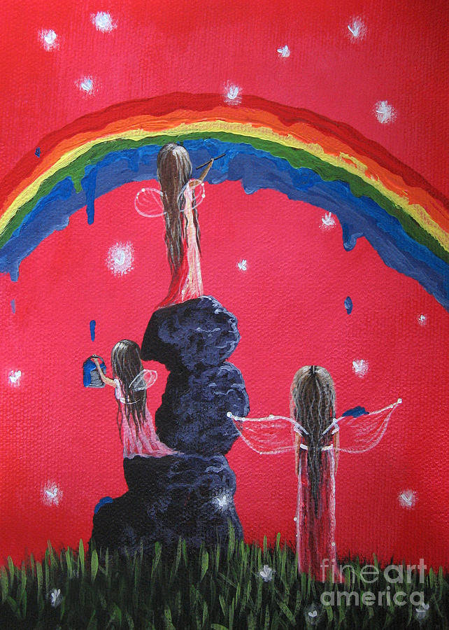 Rainbow Fairies by Shawna Erback Painting by Moonlight Art Parlour