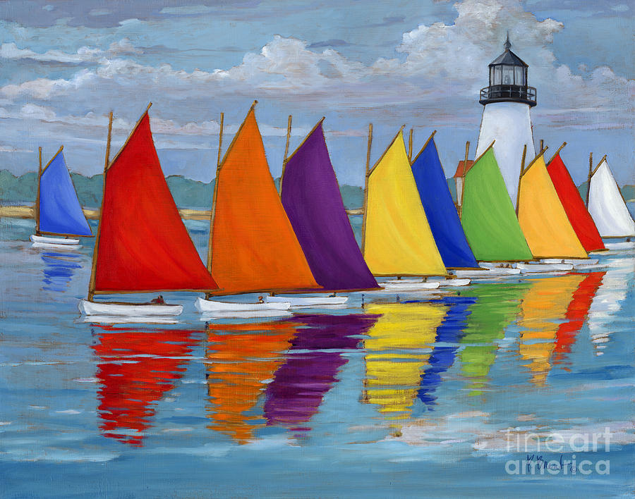 Boat Painting - Rainbow Fleet #1 by Paul Brent