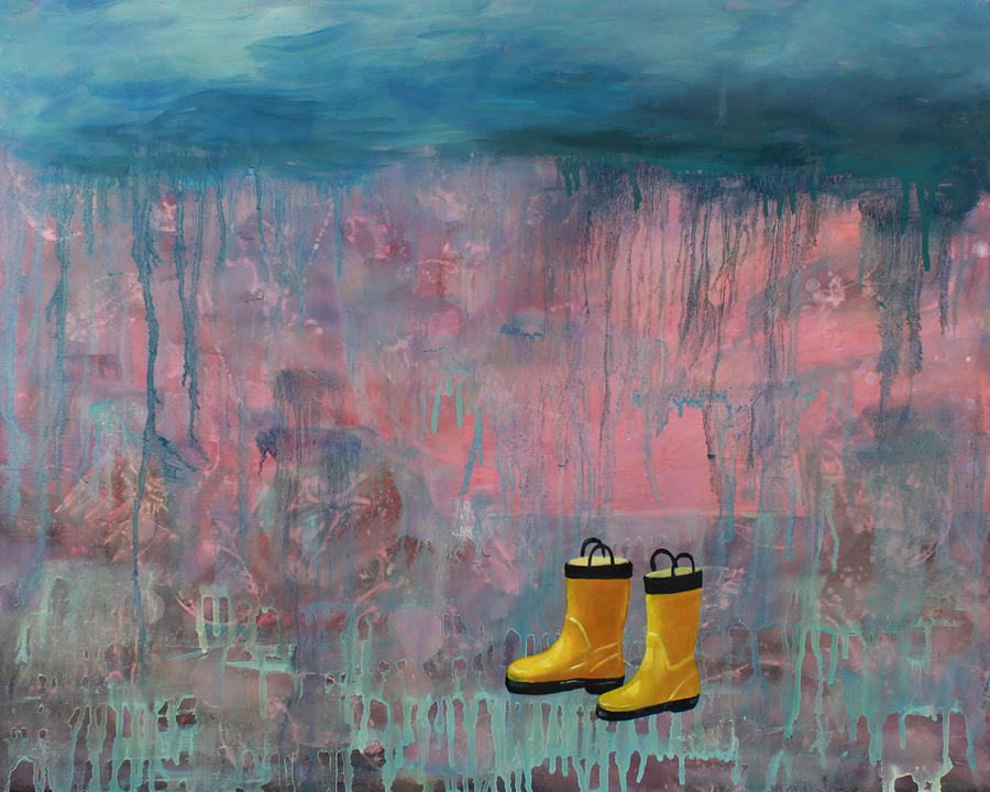 Rain Painting - Rainy Day Galoshes by Guenevere Schwien