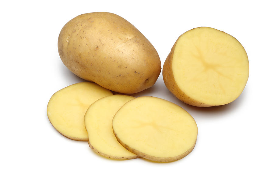 Raw Potato Full body and Freshly cut Isolated on white #1 Photograph by Kaanates