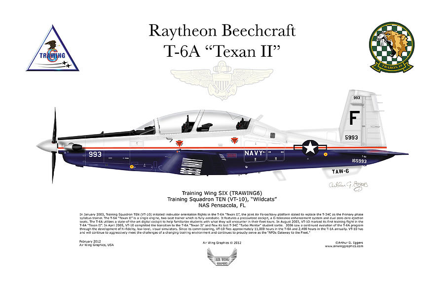 Airplane Digital Art - Raytheon Beechcraft T-6A Texan II #1 by Arthur Eggers