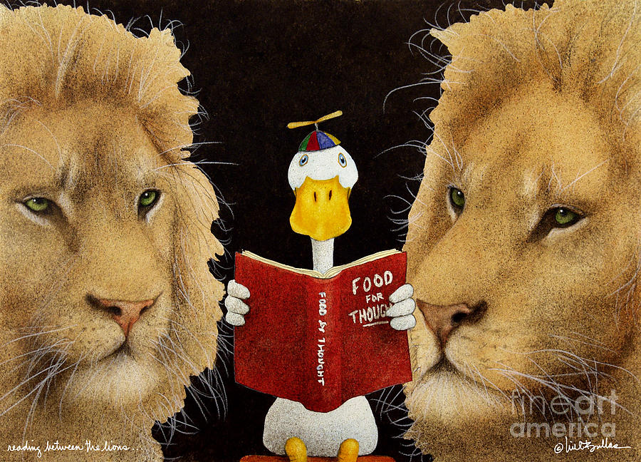 Reading between the lions... Painting by Will Bullas