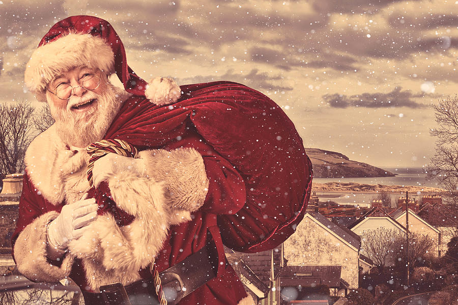 Real authentic Christmas photo of Santa Claus coming to town #1 Photograph by Inhauscreative