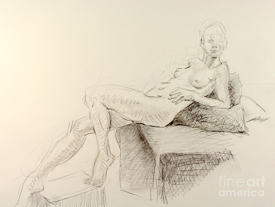 Nude Drawing - Reclining Malinda #1 by Andy Gordon