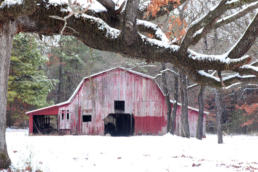 Red Barn in Snow #1 Photograph by Robert Camp