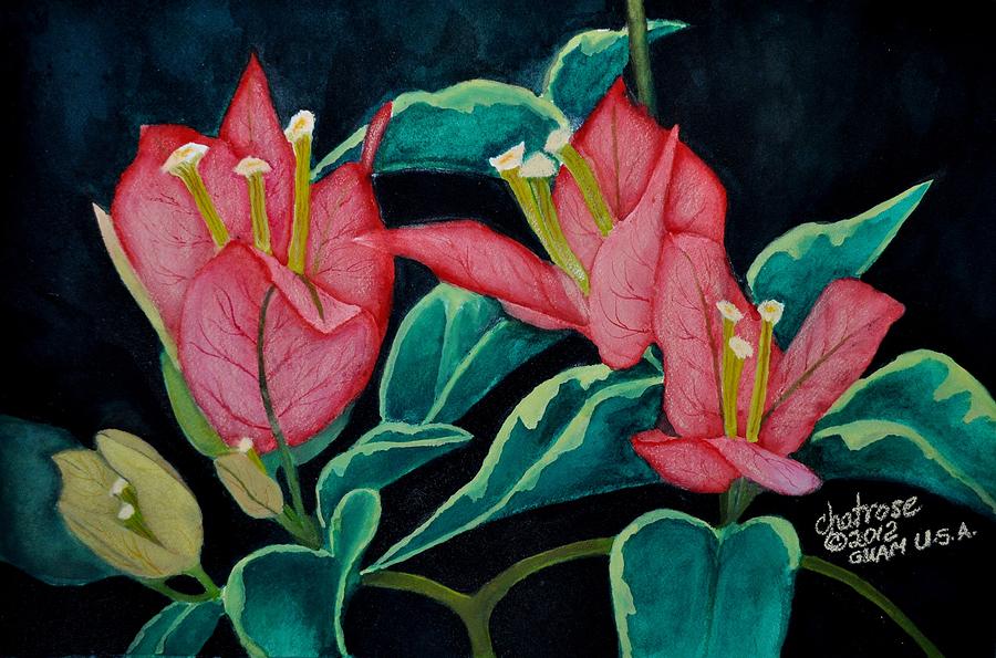 Red Bougainvillae Painting by Charito ChatRose Mahilum - Pixels