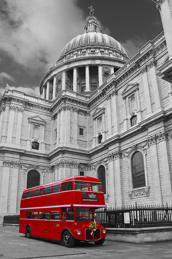 Red Bus and St Pauls  #1 Photograph by David French
