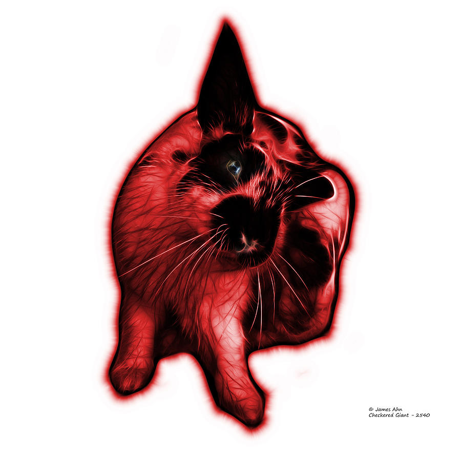 Red Checkered Giant Rabbit - 2540 #1 Digital Art by James Ahn