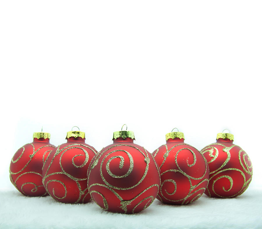Christmas Photograph - Red christmas balls. #1 by Suphakit Wongsanit