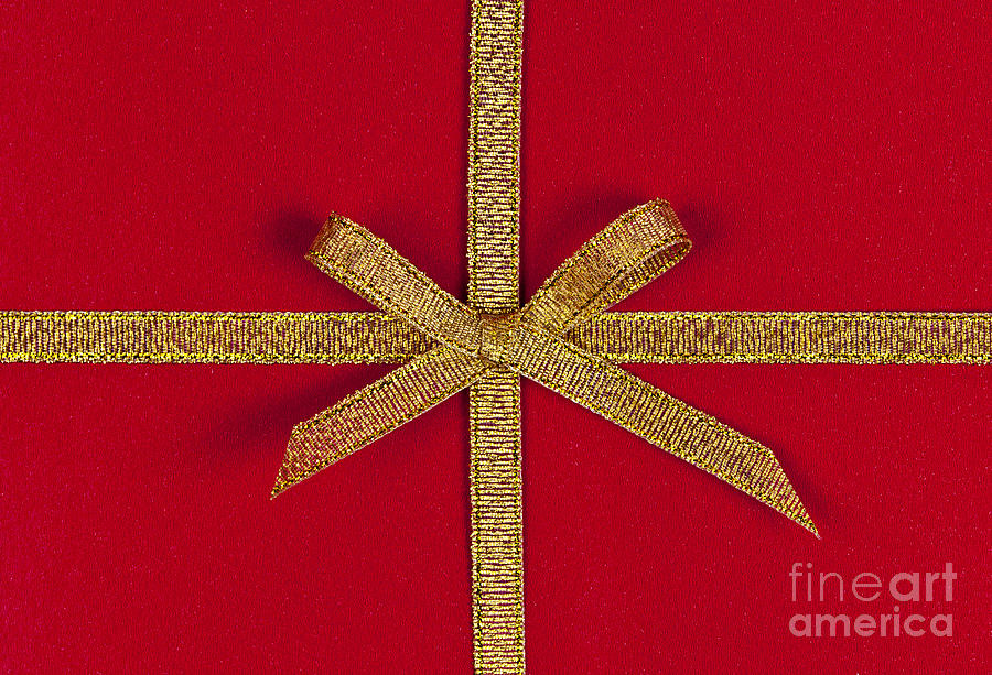 Red gift with gold ribbon 1 Photograph by Elena Elisseeva