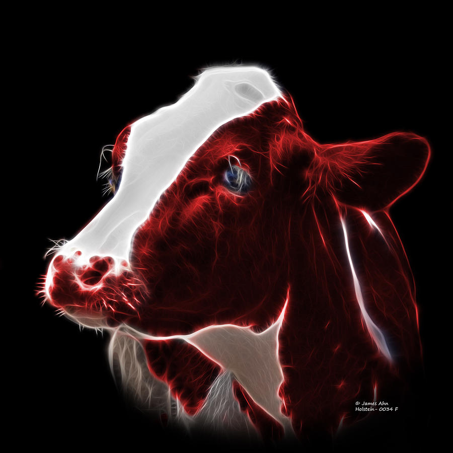 Red Holstein Cow - 0034 F #1 Digital Art by James Ahn