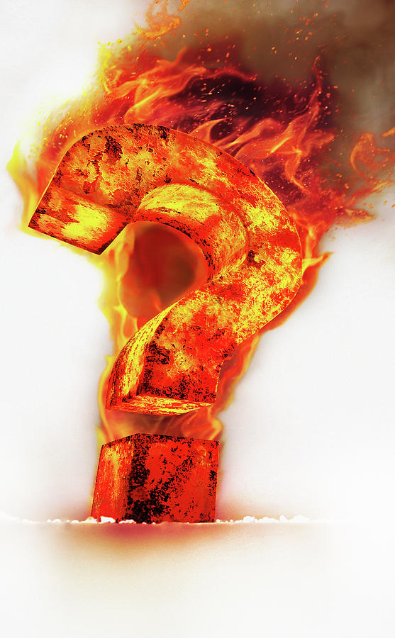 Red Hot Burning Metal Question Mark #1 Photograph by Ikon Ikon Images