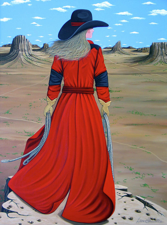 Cowgirl Painting - Red by Lance Headlee